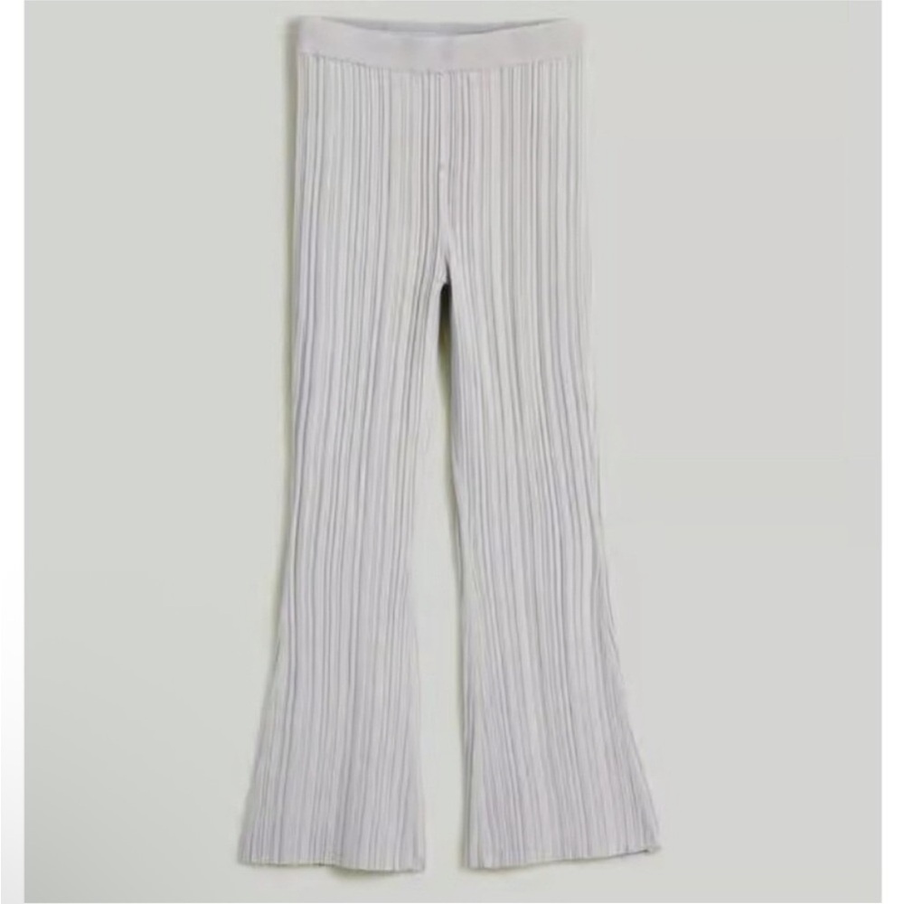NEW! MADEWELL X AIMEE SONG Shimmer High-Waist Flared Sweater Pants Vapor Grey